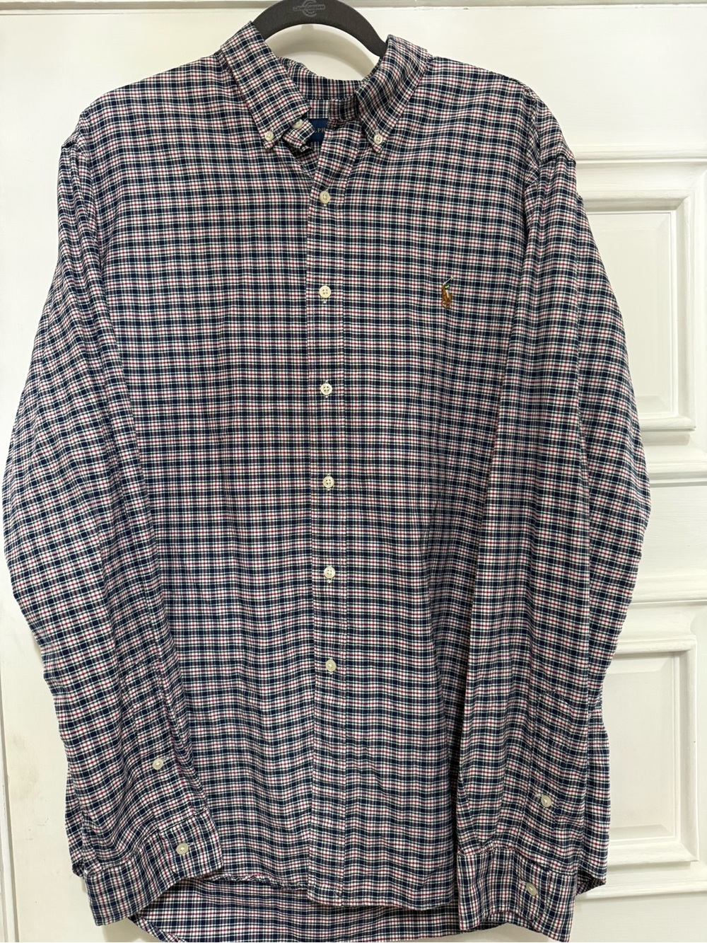 Ralph Lauren Men’s Navy, Red & White Plaid Button-Down Shirt